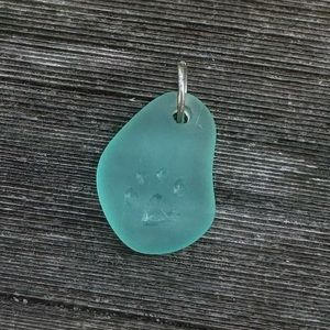 Paw Print Sea Glass Necklace in Tropical Seas
